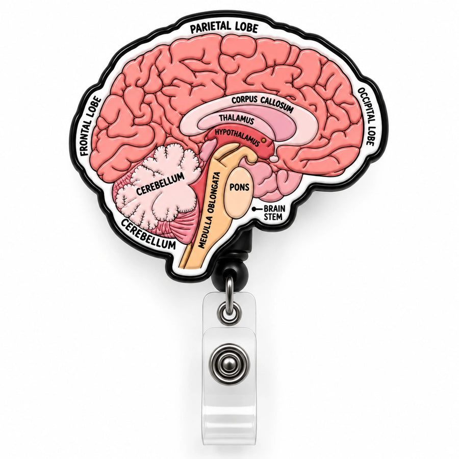 THRADS Brain Anatomy Badge Reel™ — Acrylic Medical ID Clip