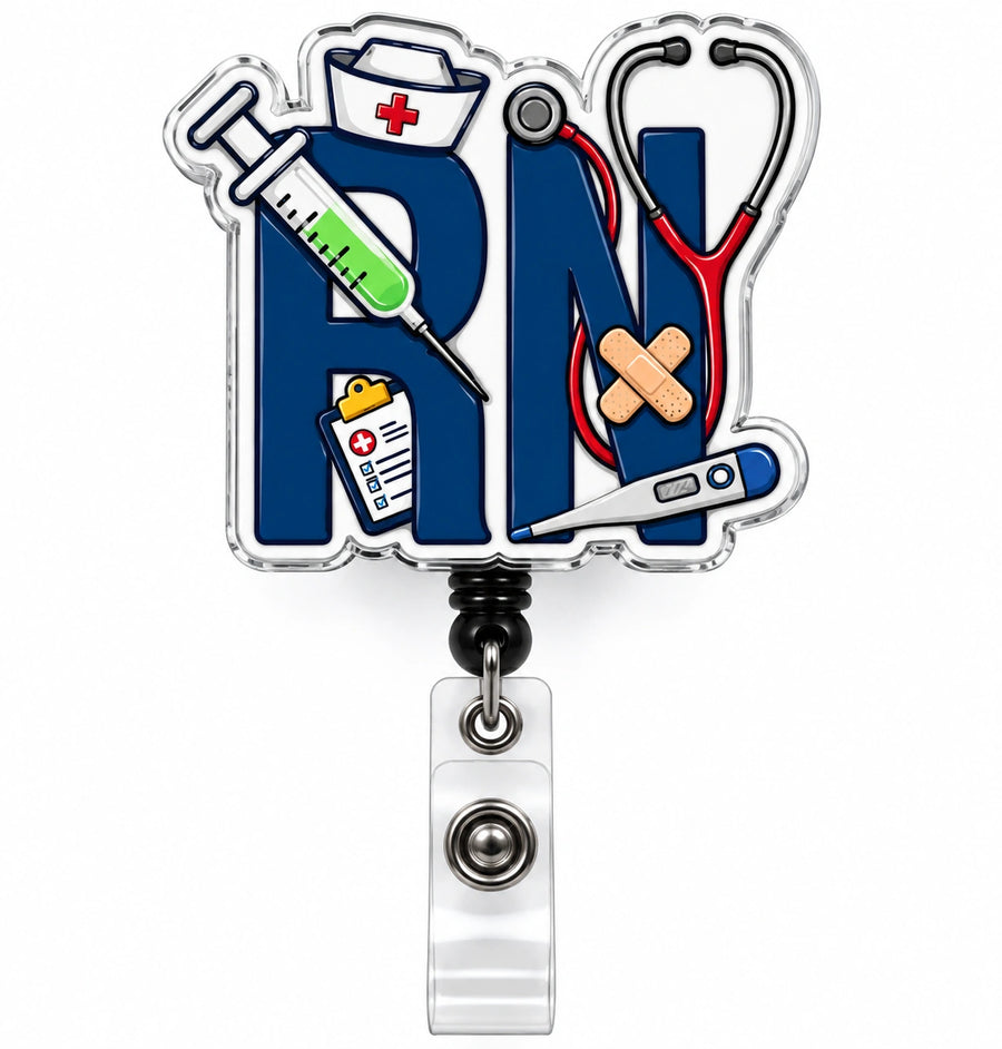 THRADS RN Badge Reel™ — Acrylic Registered Nurse ID Clip