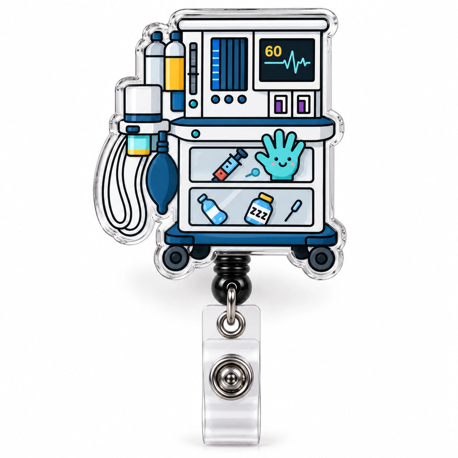 THRADS Anesthesia Machine Badge Reel™ — Acrylic Medical ID Clip