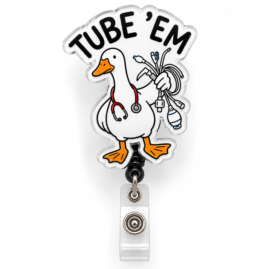 THRADS Tube 'Em Badge Reel™ — Funny Nurse Acrylic ID Clip