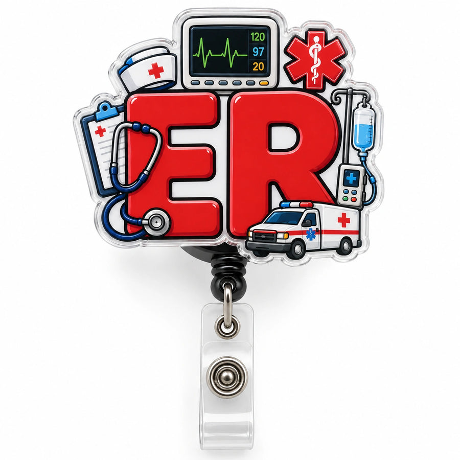 THRADS ER Badge Reel™ — Acrylic Emergency Nurse ID Clip