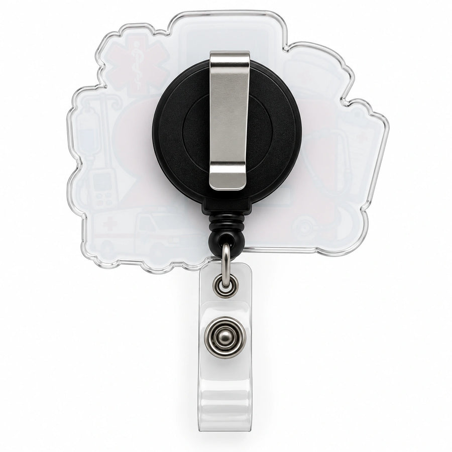 THRADS ER Badge Reel™ — Acrylic Emergency Nurse ID Clip