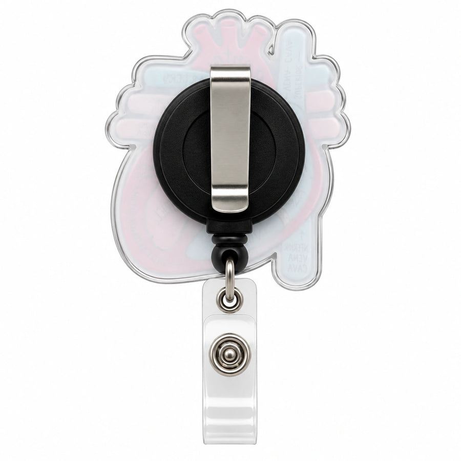 THRADS Anatomical Heart Badge Reel™ — Acrylic Medical ID Clip