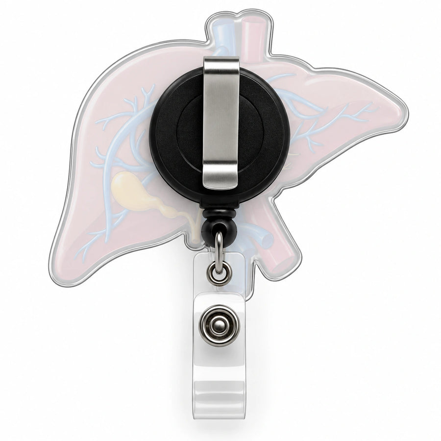 THRADS Liver Anatomy Badge Reel™ — Acrylic Medical ID Clip