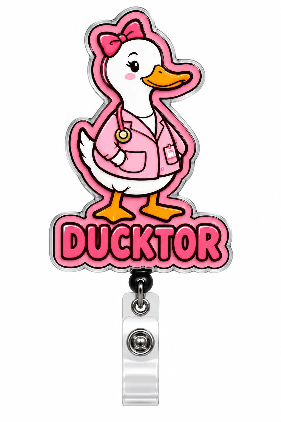 THRADS Ducktor Badge Reel™ — Female Edition Acrylic ID Clip