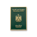 Egyptian passport inspired green and gold metal enamel brooch with eagle emblem